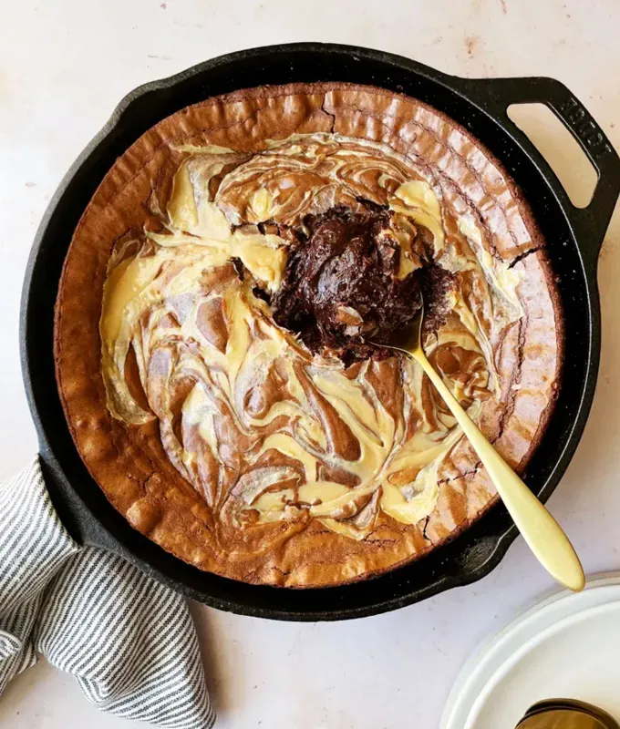 easy fun things to bake: dulce de leche skillet brownie' title='78 Easy Fun Things to Bake When You’re Bored and Craving Something Sweet