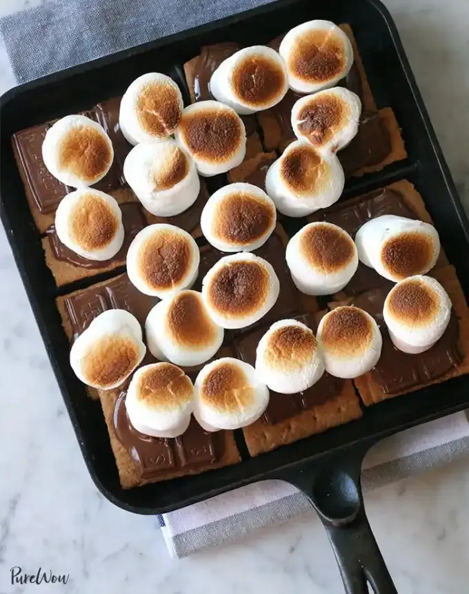 fun things to bake: broiler s’mores on a flat griddle pan' title='78 Easy Fun Things to Bake When You’re Bored and Craving Something Sweet