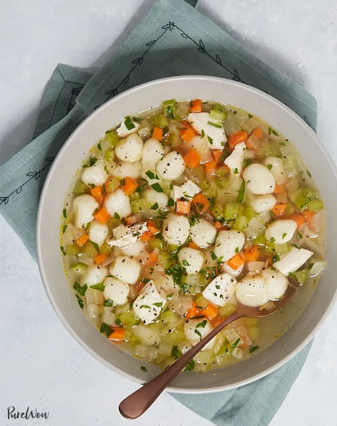 high protein soups: chicken gnocchi soup' title='21 High-Protein Soup Recipes That Are Satisfyingly Cozy