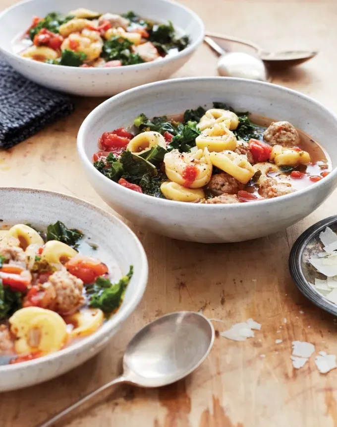 high protein soups: instant pot hearty tortellini soup' title='21 High-Protein Soup Recipes That Are Satisfyingly Cozy