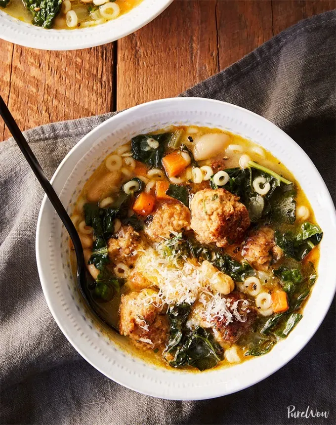 high protein soups: cheater’s italian wedding soup' title='21 High-Protein Soup Recipes That Are Satisfyingly Cozy