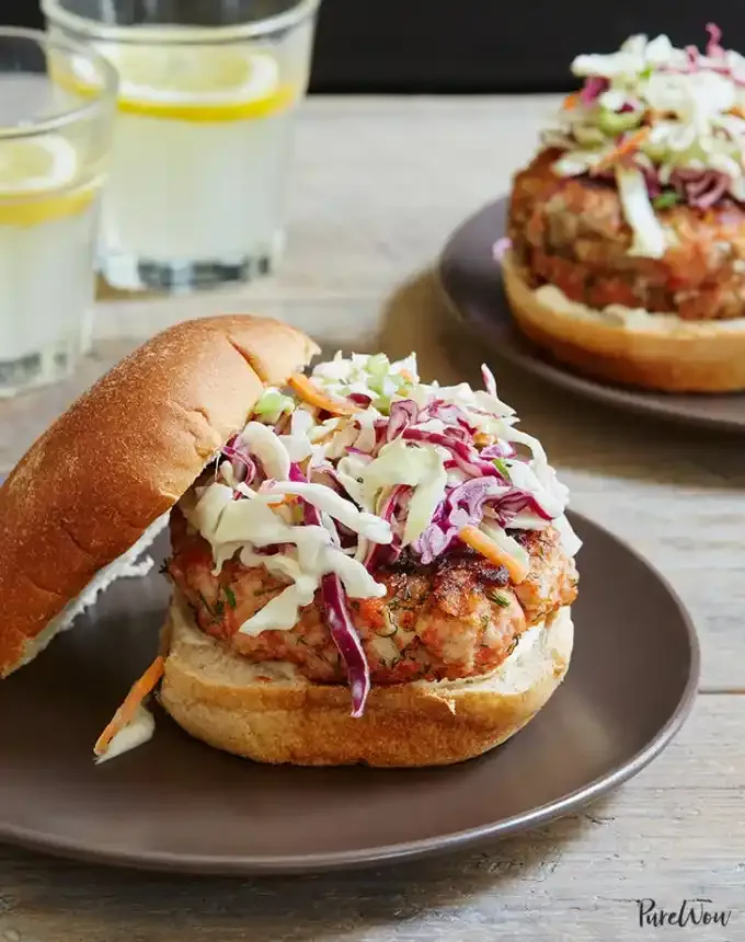 birthday dinner ideas: salmon burger' title='60 Home-Cooked Birthday Dinner Ideas That Will Make Anyone’s Day