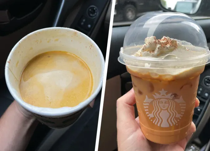 dunkin vs. starbucks pumpkin spice latte: starbucks hot and iced psls' fetchpriority='auto' title='Dunkin’ vs. Starbucks: Which Chain Has the Best Pumpkin Spice Latte? A Food Editor’s Honest Review
