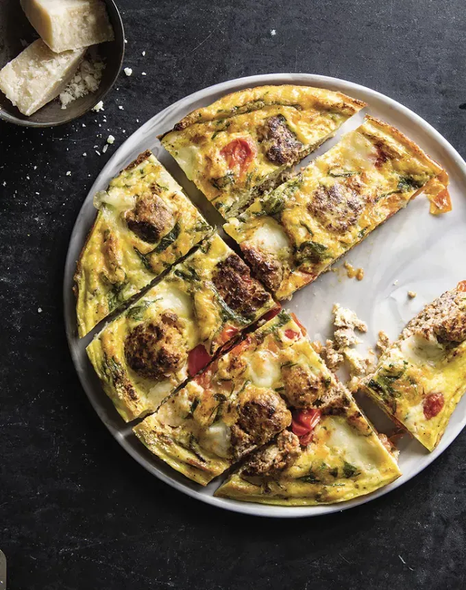toddler dinner ideas: mozzarella meatball frittata' title='31 Toddler Dinner Ideas Your Picky Eater Might Actually Try