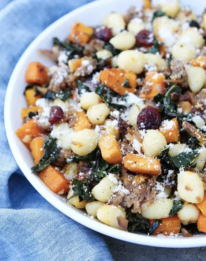 easy gnocchi recipes: butternut squash sausage and kale gnocchi' title='35 Easy Gnocchi Recipes You Can Make at Home