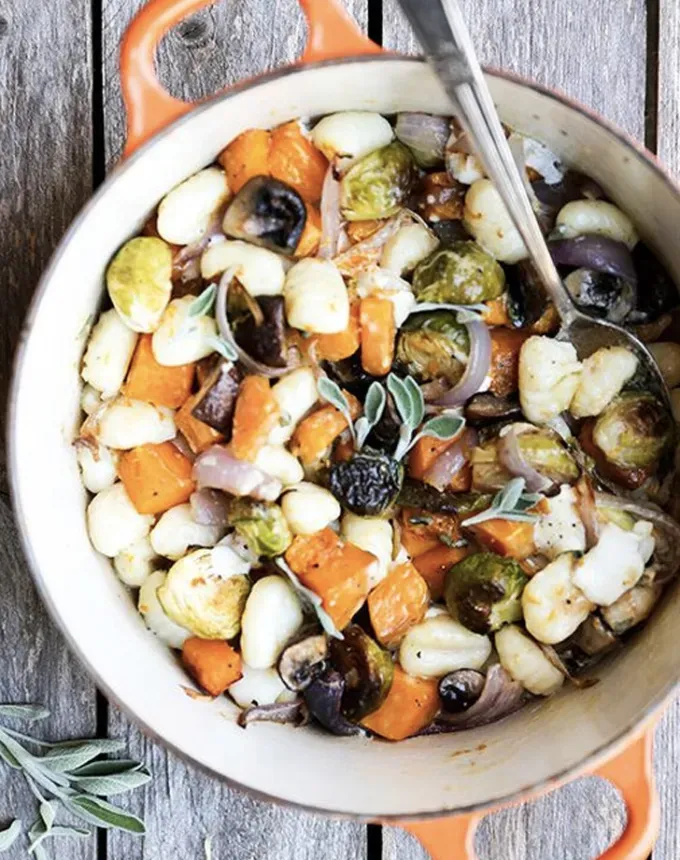 easy gnocchi recipes: gnocchi and winter vegetables with sage cream sauce' title='35 Easy Gnocchi Recipes You Can Make at Home