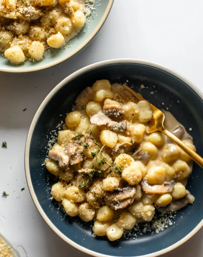 easy gnocchi recipes: gnocchi with creamy mushroom sause' title='35 Easy Gnocchi Recipes You Can Make at Home