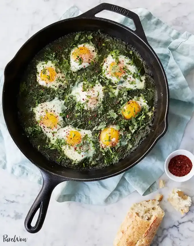 easter brunch ideas: green shakshuka' title='66 Easter Brunch Ideas That Are Quick Easy and Festive