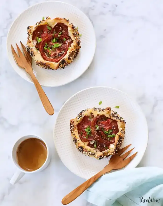 easter brunch ideas: everything bagel tomato galettes' title='66 Easter Brunch Ideas That Are Quick Easy and Festive