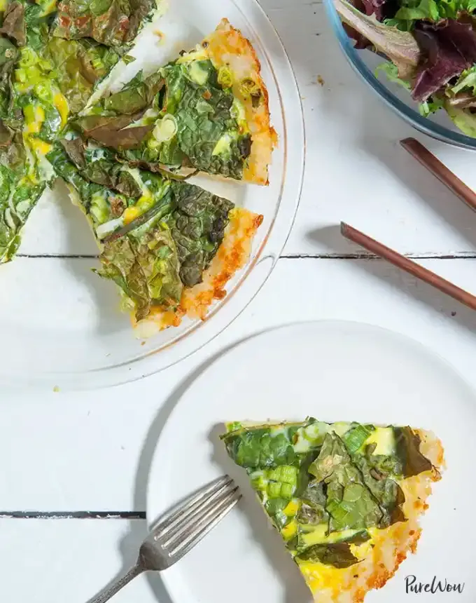 easter brunch ideas: kale quiche with cheddar rice crust' title='66 Easter Brunch Ideas That Are Quick Easy and Festive