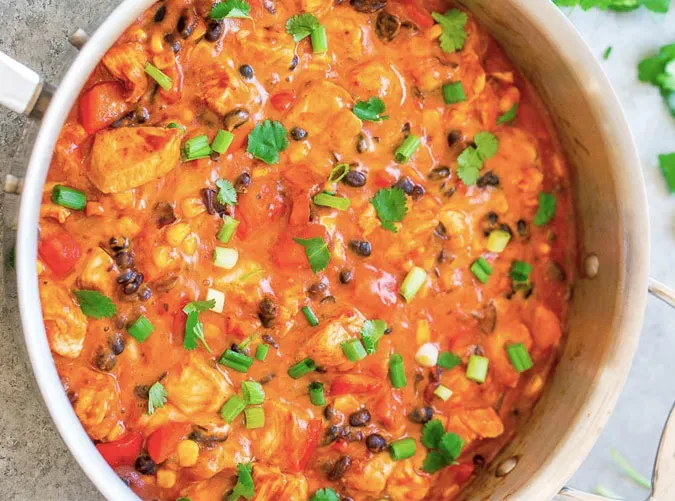 cheesy chicken taco skillet' title='49 Dinners You Can Make with a Jar of Tomato Sauce