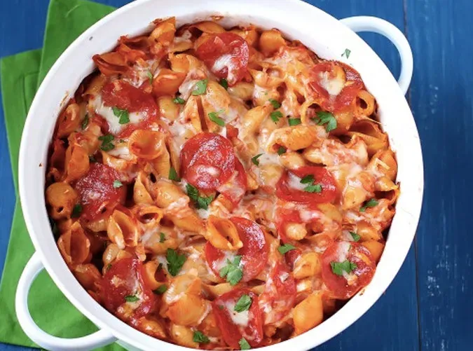 pepperoni pasta bake' title='49 Dinners You Can Make with a Jar of Tomato Sauce