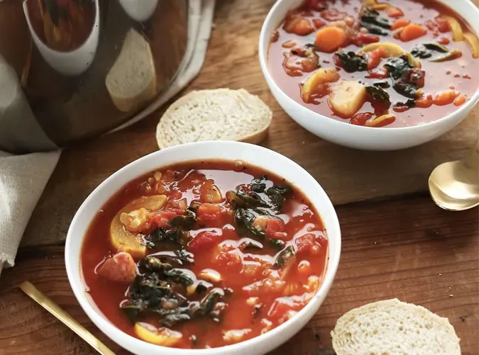 tomato vegetable white bean soup' title='49 Dinners You Can Make with a Jar of Tomato Sauce