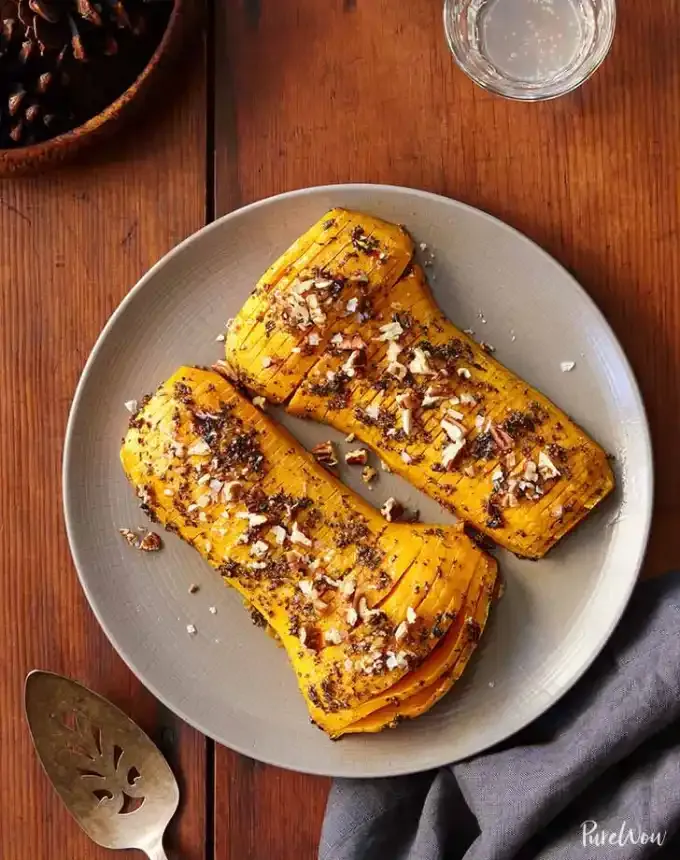side dishes for ham: hasselback butternut squash' title='62 Side Dishes for Ham to Serve on Easter Christmas and Every Day in Between