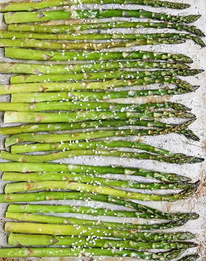 side dishes for ham: miso roasted asparagus' title='62 Side Dishes for Ham to Serve on Easter Christmas and Every Day in Between