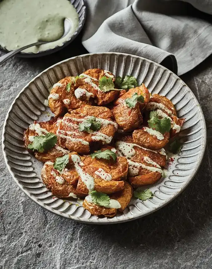 side dishes for ham: masala smashed potatoes' title='62 Side Dishes for Ham to Serve on Easter Christmas and Every Day in Between