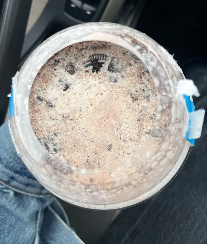 wendy’s frosty swirls and frosty fusions review: oreo brownie frosty fusion' title='Wendy’s Has 6 New Frosty Treats on the Menu (and I Ranked Them All for Science)