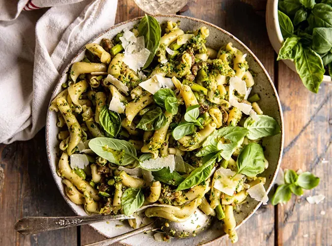 one-pot pasta recipes: one-pot lemon basil asparagus sausage pasta' title='27 One-Pot Pasta Recipes for Lazy Nights