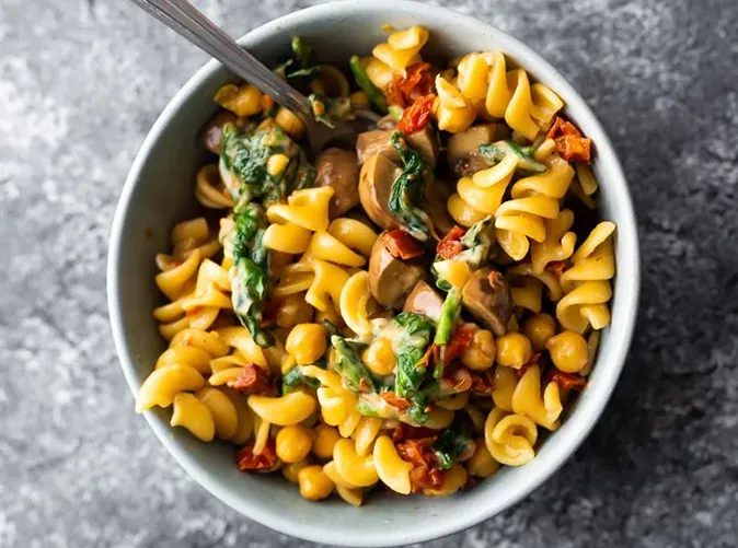 one-pot pasta recipes: one-pot chickpea pasta' title='27 One-Pot Pasta Recipes for Lazy Nights