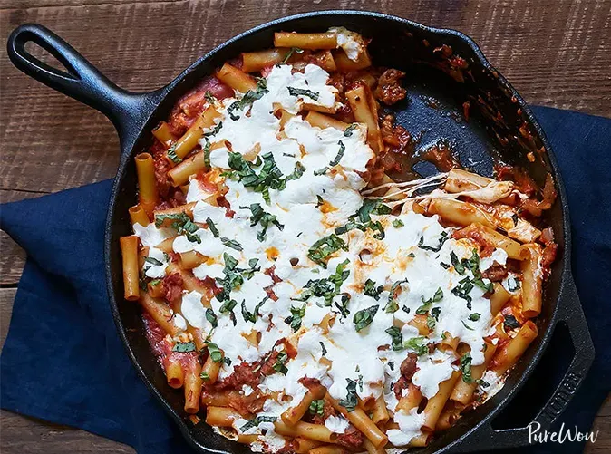 one-pot pasta recipes: one-pan baked ziti' title='27 One-Pot Pasta Recipes for Lazy Nights