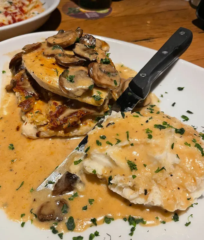 olive garden menu review: stuffed chicken marsala' title='4 New Olive Garden Menu Items Ranked by a Cheese-Loving Food Editor
