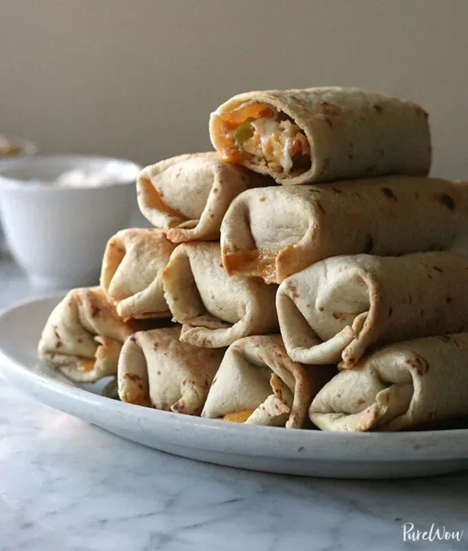 chicken meal prep recipes: crispy baked chicken burritos' title='40 Chicken Meal Prep Recipes That Never Get Boring