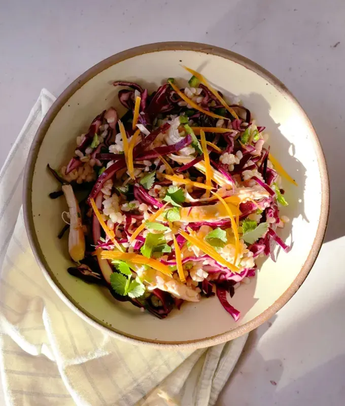 chicken meal prep recipes: make ahead spicy chicken and rice salad' title='40 Chicken Meal Prep Recipes That Never Get Boring