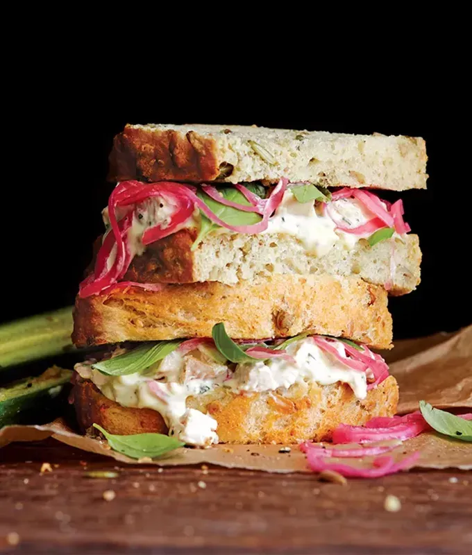 chicken meal prep recipes: tarragon chicken salad sandwiches' title='40 Chicken Meal Prep Recipes That Never Get Boring