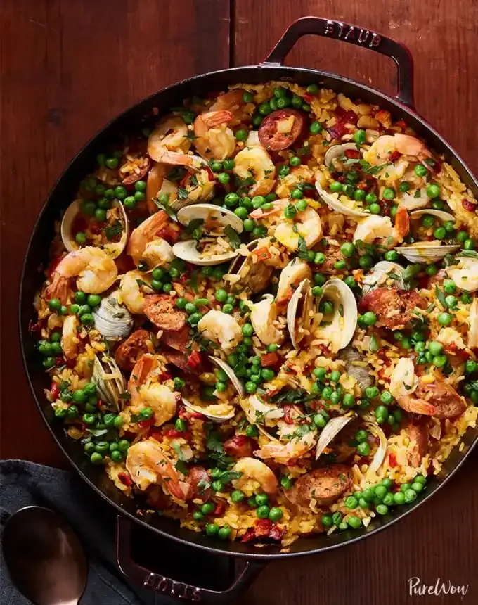 easy dinner party recipes: skillet paella' title='34 Easy Dinner Party Recipes for Stress-Free Entertaining