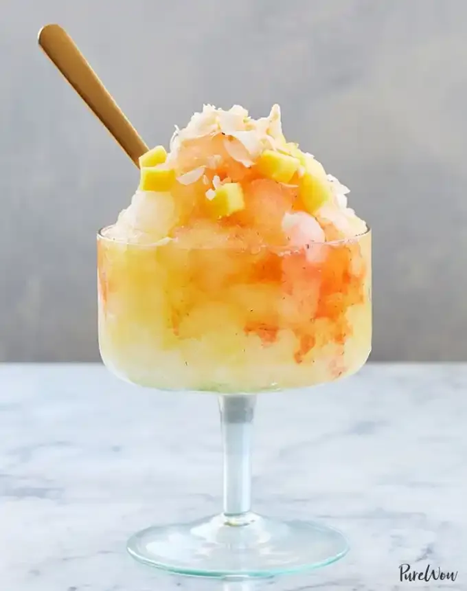 easy summer dessert recipes: strawberry mango hawaiian shave ice' title='92 Easy Summer Desserts to Devour from Now Until Labor Day
