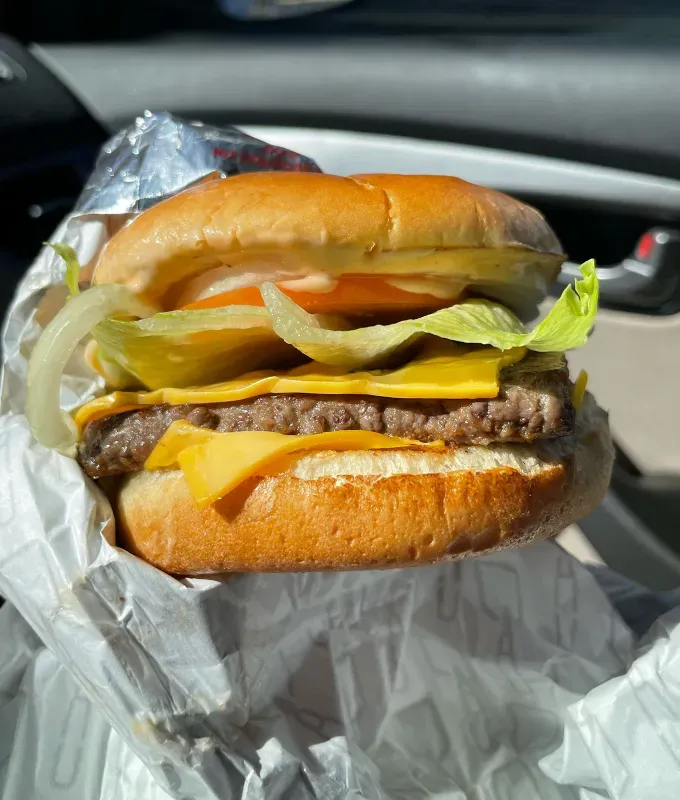 wendy’s krabby patty meal review: krabby patty burger' title='Wendy’s Just Launched a SpongeBob-Themed Krabby Patty Meal—Here’s My Honest Review