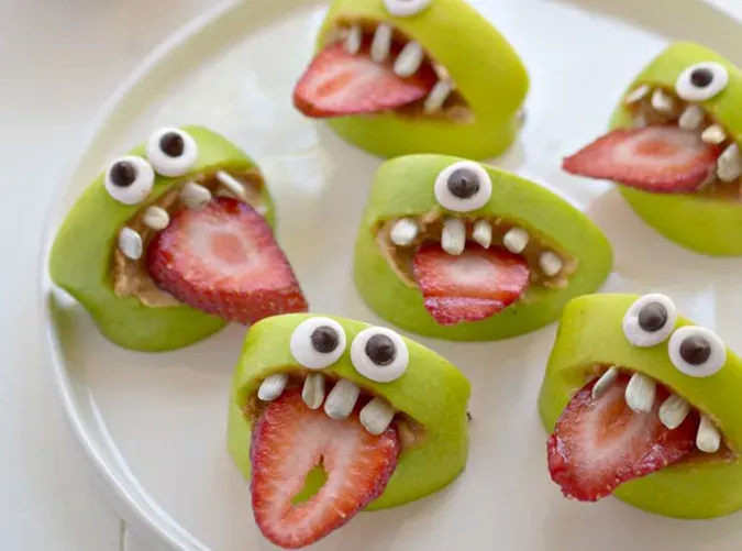 No-Bake Halloween Treats: Silly Apple Bites' title='30 Terrifyingly Tasty No-Bake Halloween Treats