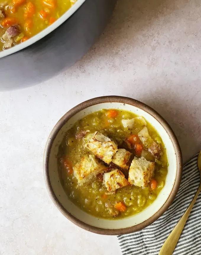 alternate thanksgiving dinner recipes: Split Pea Soup with Bacon and Beer' title='40 Fancy Appetizers That Are Secretly Really Easy to Make