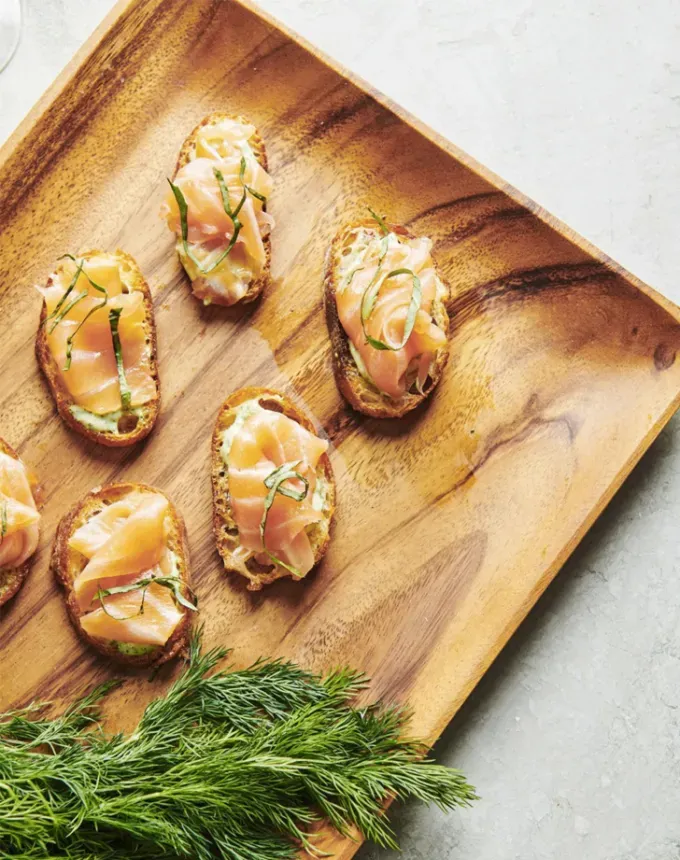 fancy appetizers: smoked salmon crostini' title='40 Fancy Appetizers That Are Secretly Really Easy to Make