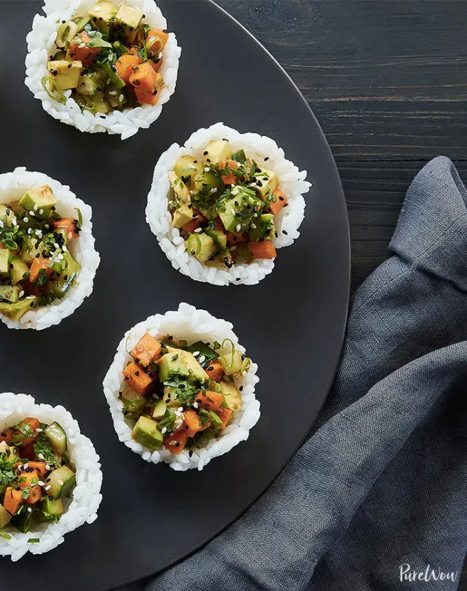 fancy appetizers: vegetarian sushi cups' title='40 Fancy Appetizers That Are Secretly Really Easy to Make