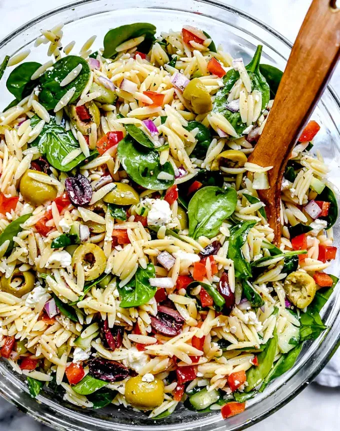 what to serve with lamb: mediterranean orzo' title='The 46 Best Side Dishes for Lamb to Serve at Dinner Parties Barbecues and Beyond
