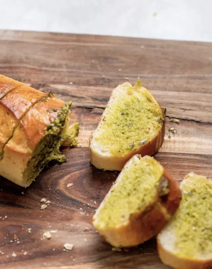what to serve with lamb: salsa verde garlic bread' title='The 46 Best Side Dishes for Lamb to Serve at Dinner Parties Barbecues and Beyond