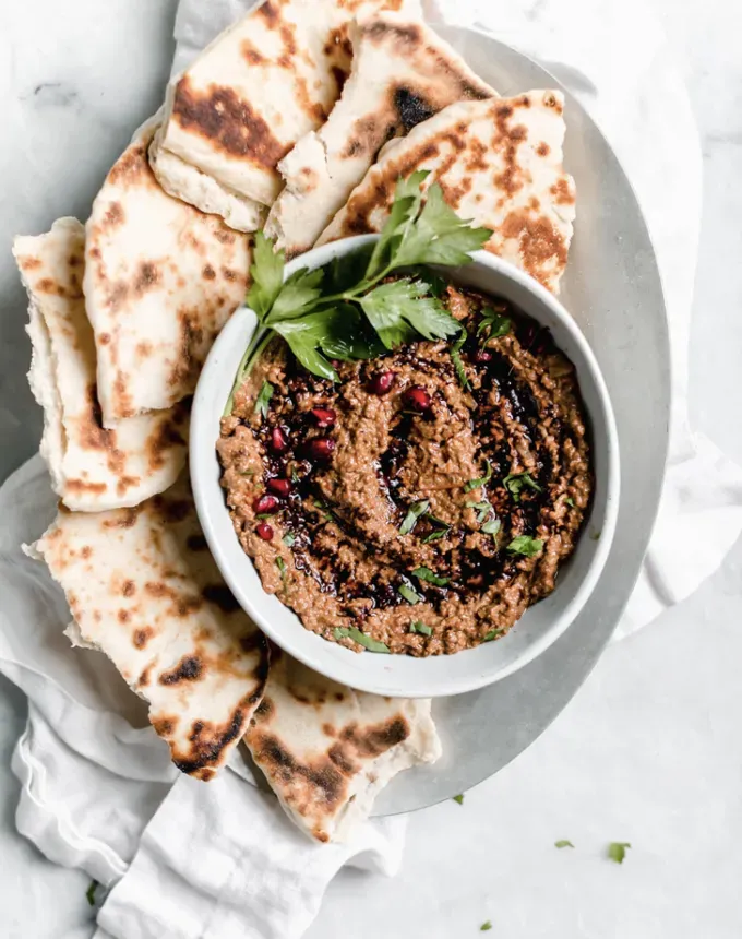 what to serve with lamb: roasted red pepper and walnut dip' title='The 46 Best Side Dishes for Lamb to Serve at Dinner Parties Barbecues and Beyond