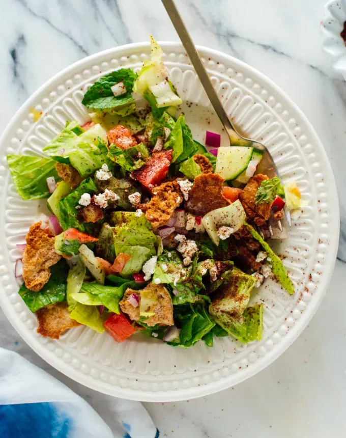 what to serve with lamb: fattoush salad' title='The 46 Best Side Dishes for Lamb to Serve at Dinner Parties Barbecues and Beyond