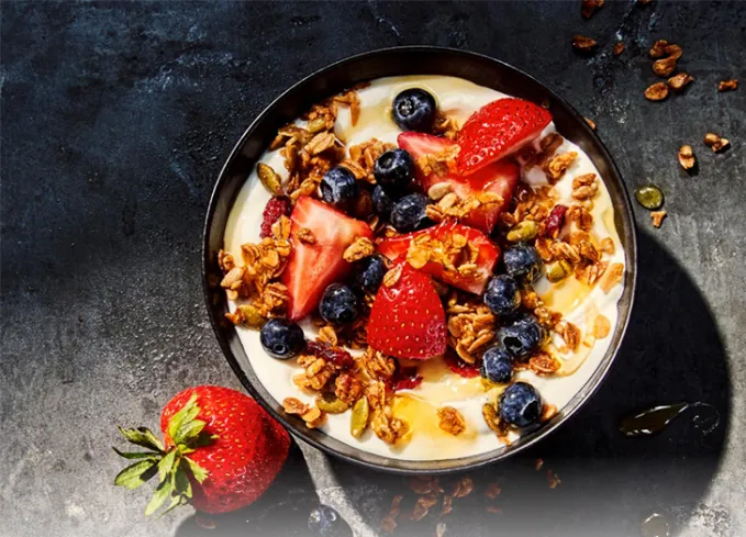 keto at panera greek yogurt w mixed berries parfait' title='Keto at Panera: 17 Low-Carb Keto-Friendly Meals to Order Vetted by a Nutritionist