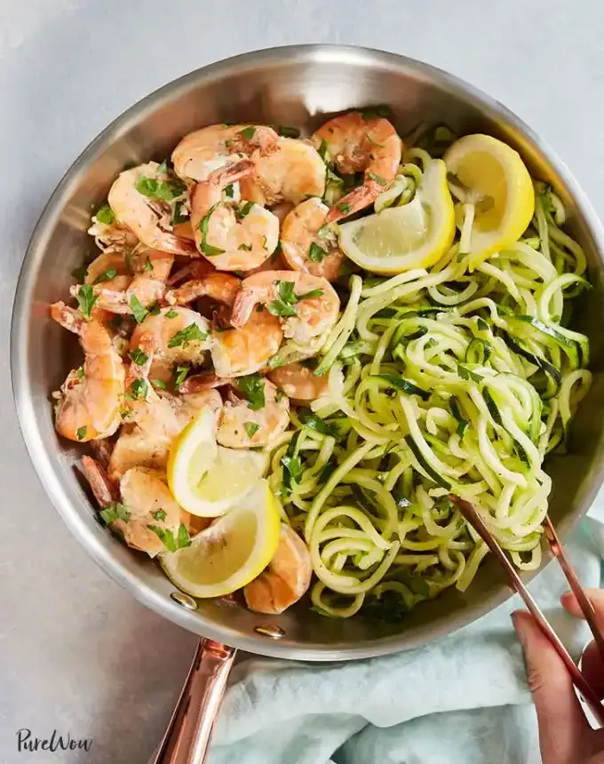 easy dinner recipes: 20-minute shrimp scampi with zoodles' title='65 Easy Dinner Recipes for Beginners (That Even the Most Culinarily Challenged Can Manage)