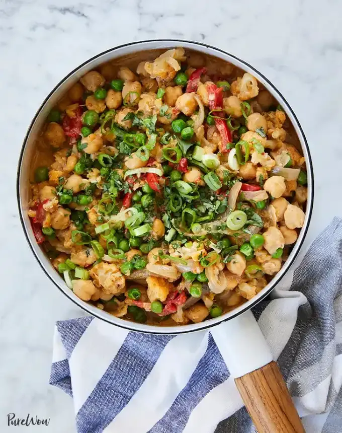 easy dinner recipes: chickpea and vegetable coconut curry' title='65 Easy Dinner Recipes for Beginners (That Even the Most Culinarily Challenged Can Manage)