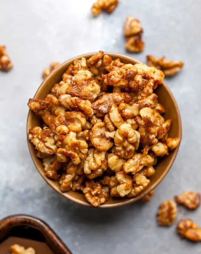 christmas snacks: easy candied walnuts' title='65 Christmas Snacks Even the Busiest Hosts Can Pull Off