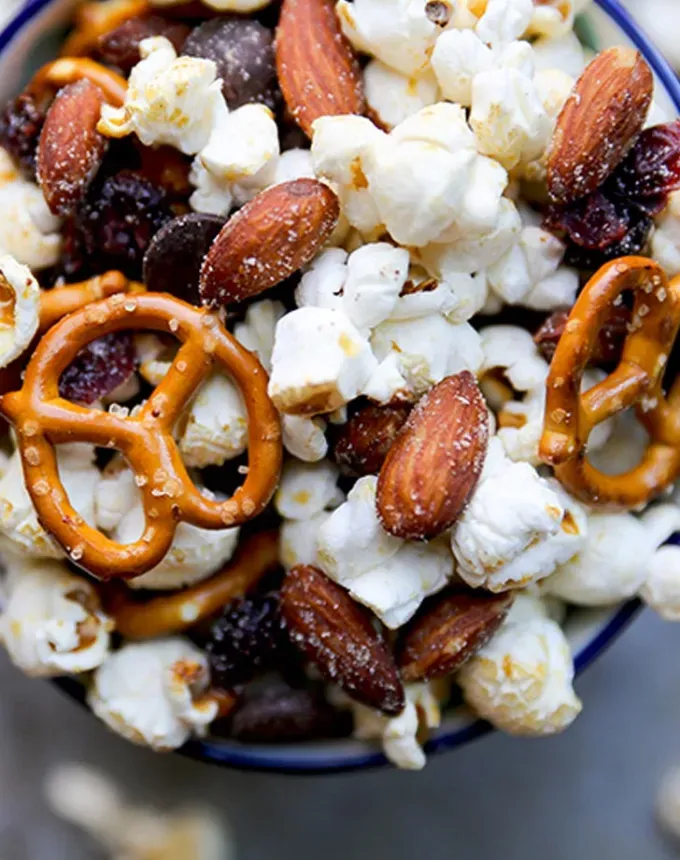 christmas snacks: salty sweet and smoky popcorn mix' title='65 Christmas Snacks Even the Busiest Hosts Can Pull Off