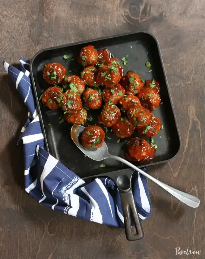 christmas snacks: spicy glazed meatballs' title='65 Christmas Snacks Even the Busiest Hosts Can Pull Off