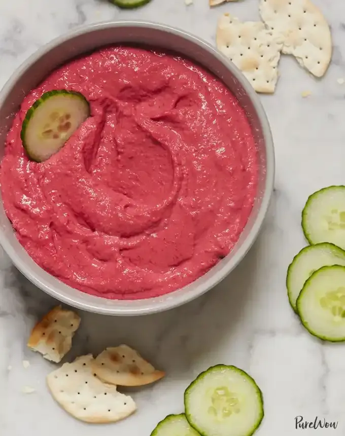 christmas snacks: beet hummus' title='65 Christmas Snacks Even the Busiest Hosts Can Pull Off
