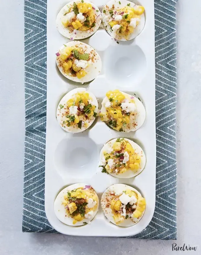 christmas snacks: Mexican Street Corn Deviled Eggs' title='65 Christmas Snacks Even the Busiest Hosts Can Pull Off