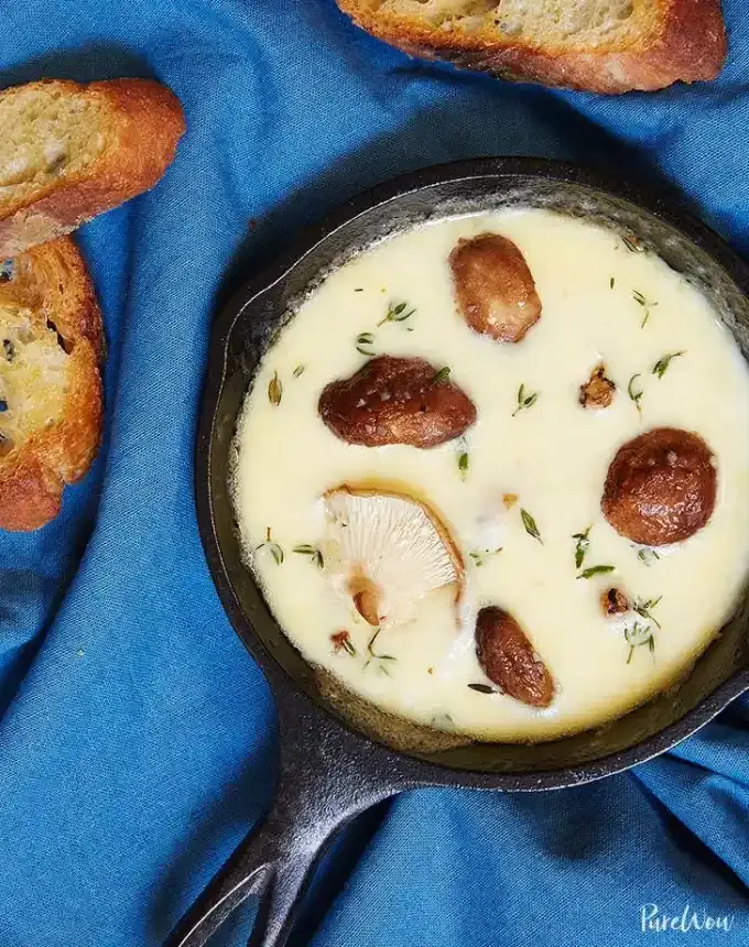christmas snacks: easy skillet and mushroom fondue' title='65 Christmas Snacks Even the Busiest Hosts Can Pull Off