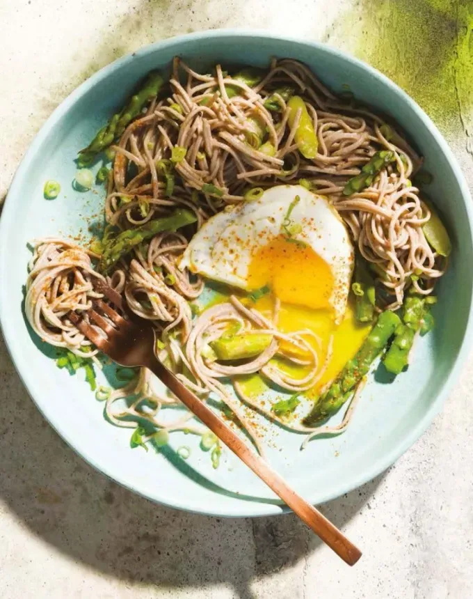 easy asian noodle recipes soba noodles with asparagus miso' title='26 Easy Asian Noodle Recipes You’ll Want to Add to Your Weekly Rotation