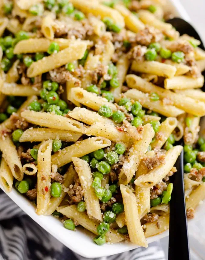 toddler lunch ideas: brown butter sausage penne pasta' title='58 Toddler Lunch Ideas Even the Pickiest Eaters Will Love
